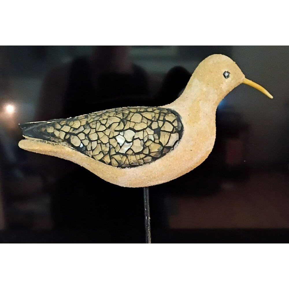 Mosaic Seabird Figurine on Metal Stand Coastal Nautical Beachy Deco 11 Inch Tall - Picture 3 of 11